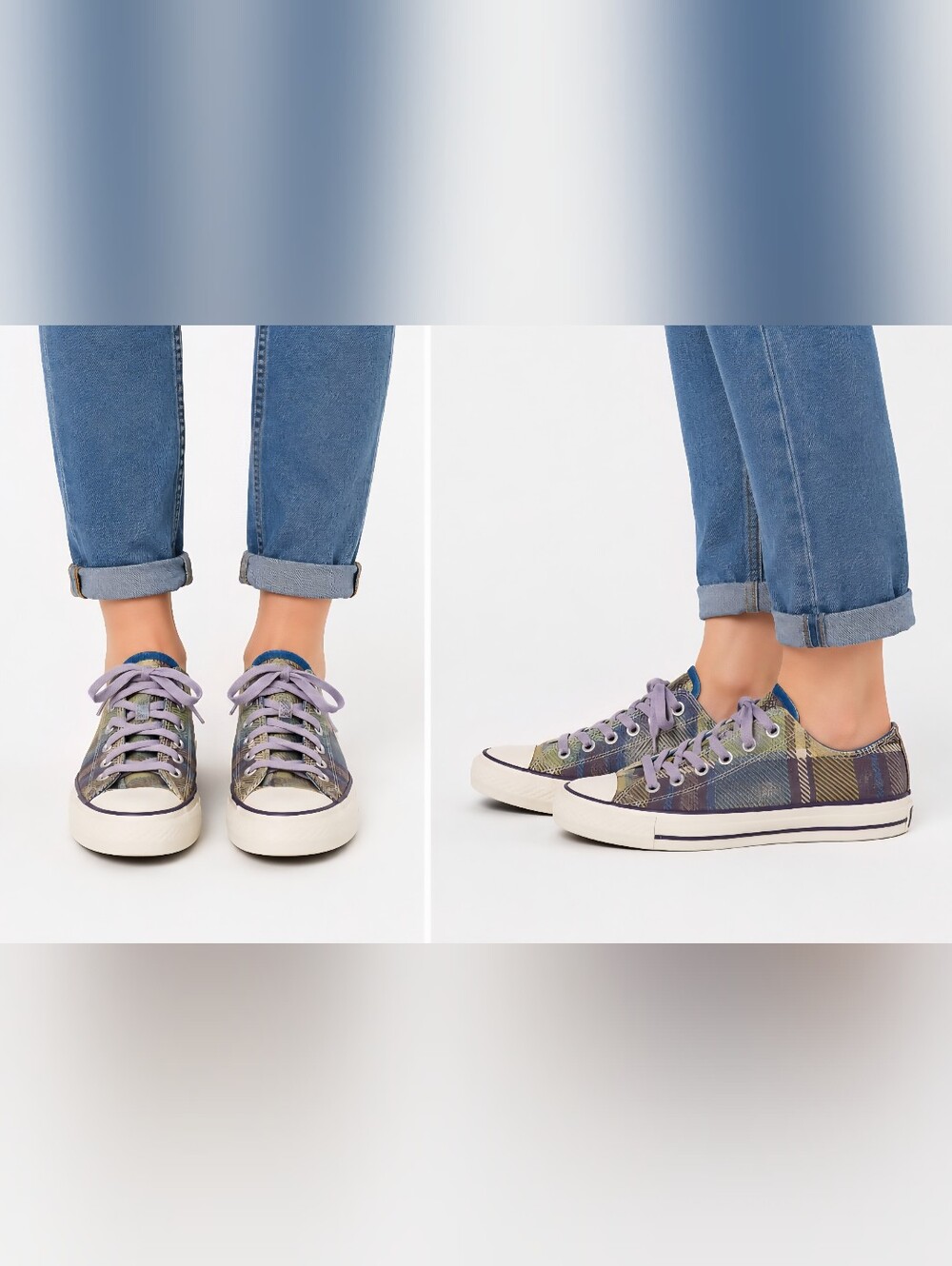 Converse Chuck Taylor All Star Plaid Low Top Womens 7 Multicolor Sneaker 517435F